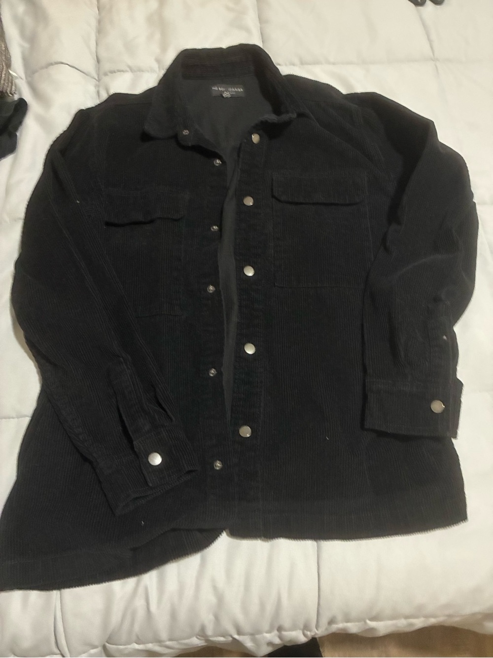 No Boundaries Black Corduroy Shirt Jacket